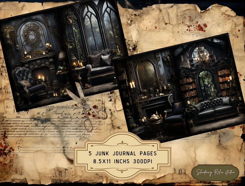 Gothic Living Room Junk Journal Pages Gothic Junk Journal Pages Collage ...