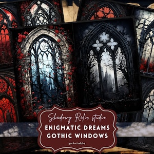 Gothic Window Junk Journal Printable Mysterious window Junk Journal Pages Gothic printable Pages collage sheets scrapbooking ephemera