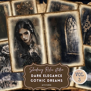 Dziennik gotyckich śmieci snów, przerażający arkusz kolażu, karta do scrapbookingu, Dark Witch, ephemera, zestaw dziennika Sinister Junk, kolekcja Dark Gothic