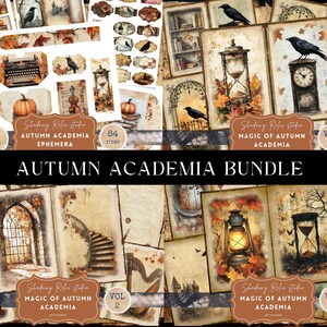 Autumn Academia BUNDLE Gothic Fall Junk Journal Kit Halloween Junk Journal Raven Junk Journal Ephemera  Dark Academia junk journal pages