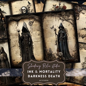 Darkness Death Junk Journal Seiten Gothic druckbare Seiten Collage Blätter Scrapbooking Karten Papiere Ephemera Immortal Junk Journal Kits