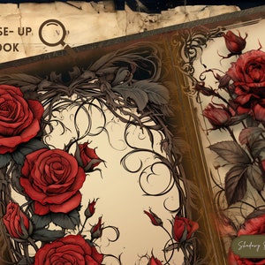 Gothic Red Roses Junk Journal Pages Gothic Printable Pages Collage ...