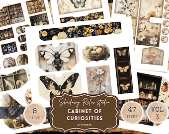 Cabinet of Curiosities Junk Journal Printable Kit Natural History Junk Journal Kit Science Vintage Ephemera Fossils Paper Victorian Spooky