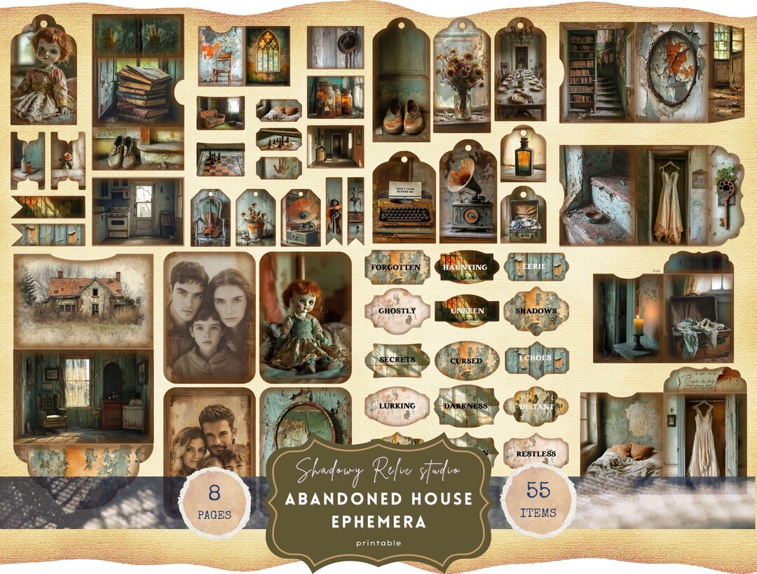 Abandoned House Junk Journal Kit, Gothic Digital Paper, Vintage Haunted ...