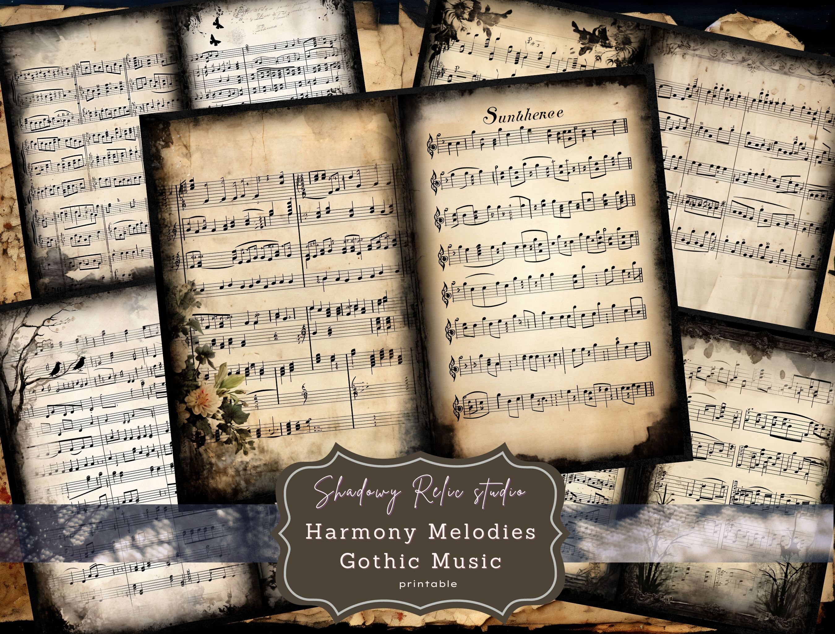 Gothic Music Junk Journal Printable Backgrounds Papers Gothic Junk ...