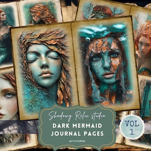 Dunkle Meerjungfrau Junk Journal Kit | Gothic Ozean Ephemera | Versunkene Sirene Scrapbook Printables | Vintage Nautical Scrapbook, Sea Life Scene Papier