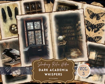 Dark Academia Junk Journal Pages Gothic printable Pages Witch books Magic school Enigmatic ephemera Dark Academia Junk Journal kits Sinister