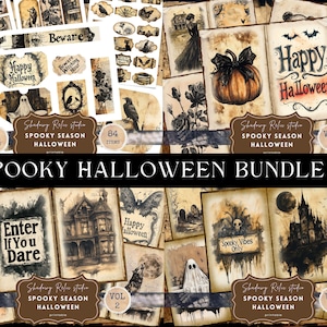 Spooky Halloween Junk Journal BUNDLE Halloween Printable Vintage Halloween Ephemera Gothic Digital Paper Halloween Junk Journal Kit Digital