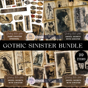 Sinister Junk Journal-pagina's gotische collagevellen scrapbookingkaarten kortstondige Sinister Junk Journal Kit macabere journalingbenodigdheden BUNDEL