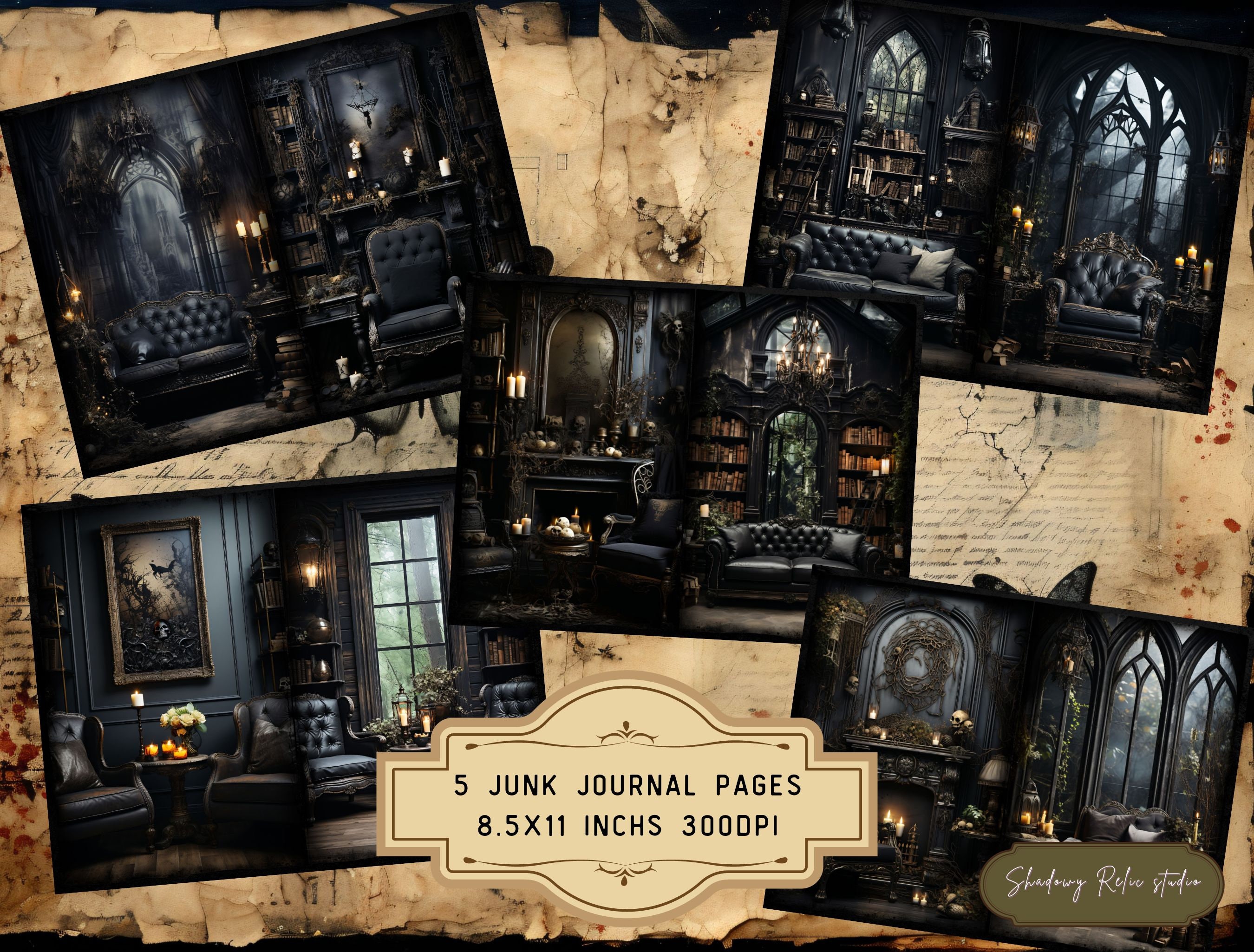 Gothic Living Room Junk Journal Pages Gothic Junk Journal Pages Collage ...