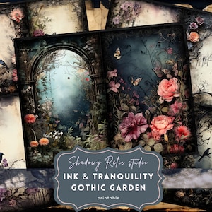 Gothic Garden Junk Journal Pages Gothic collage sheet scrapbooking cards ephemera Gothic Garden Junk Journal Kit Gothic Blooming Garden