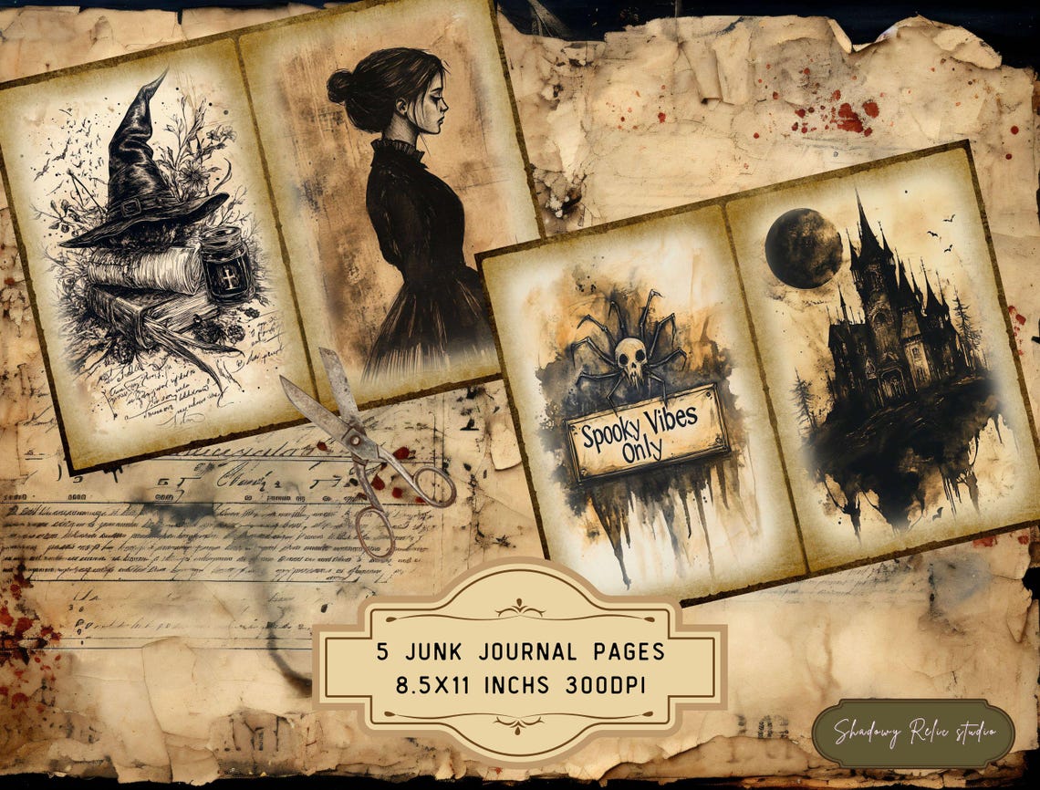 Spooky Halloween Junk Journal Pages Halloween Printable Vintage ...