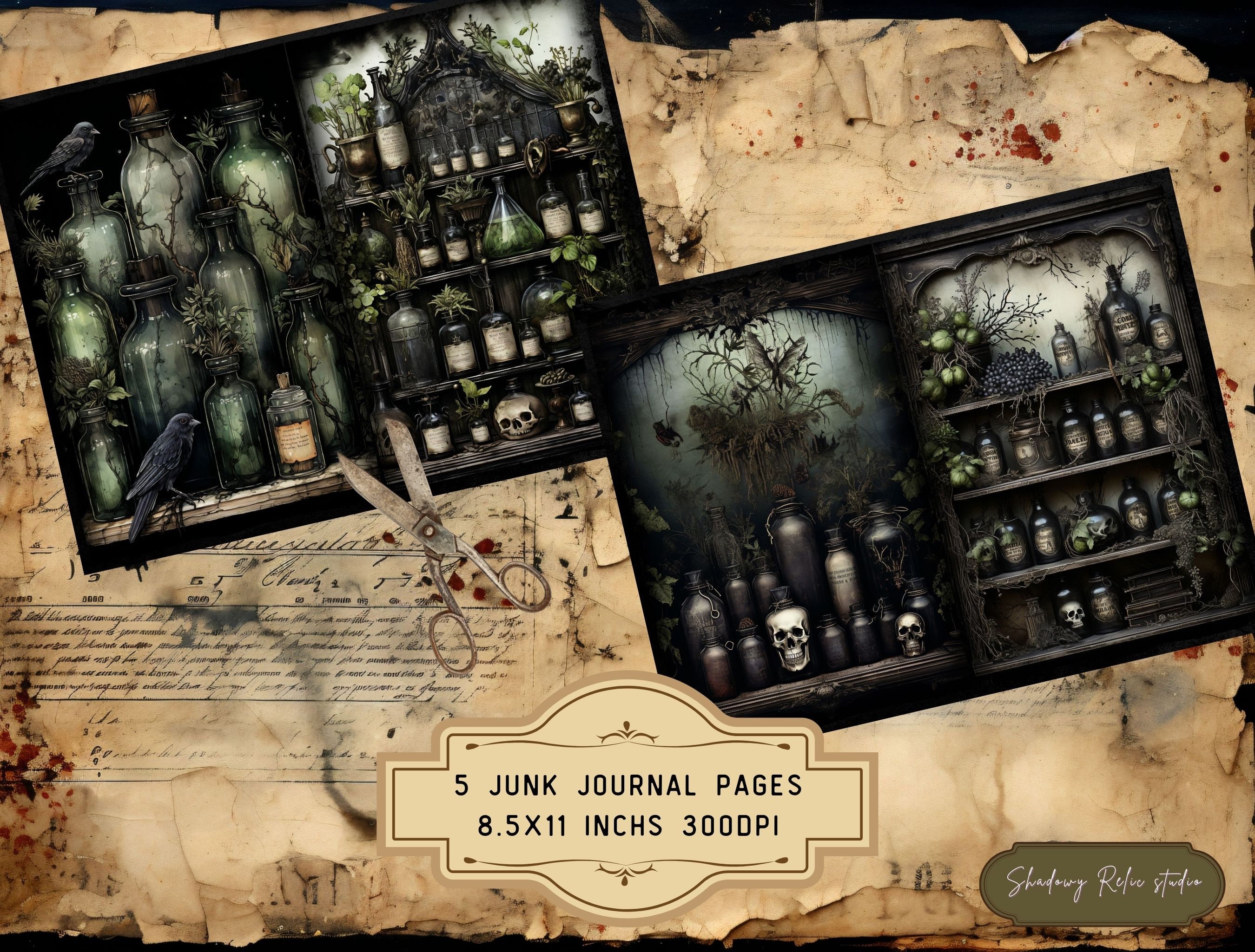 Dark Apothecary BUNDLE Junk Journal Pages Gothic Collage Sheets ...
