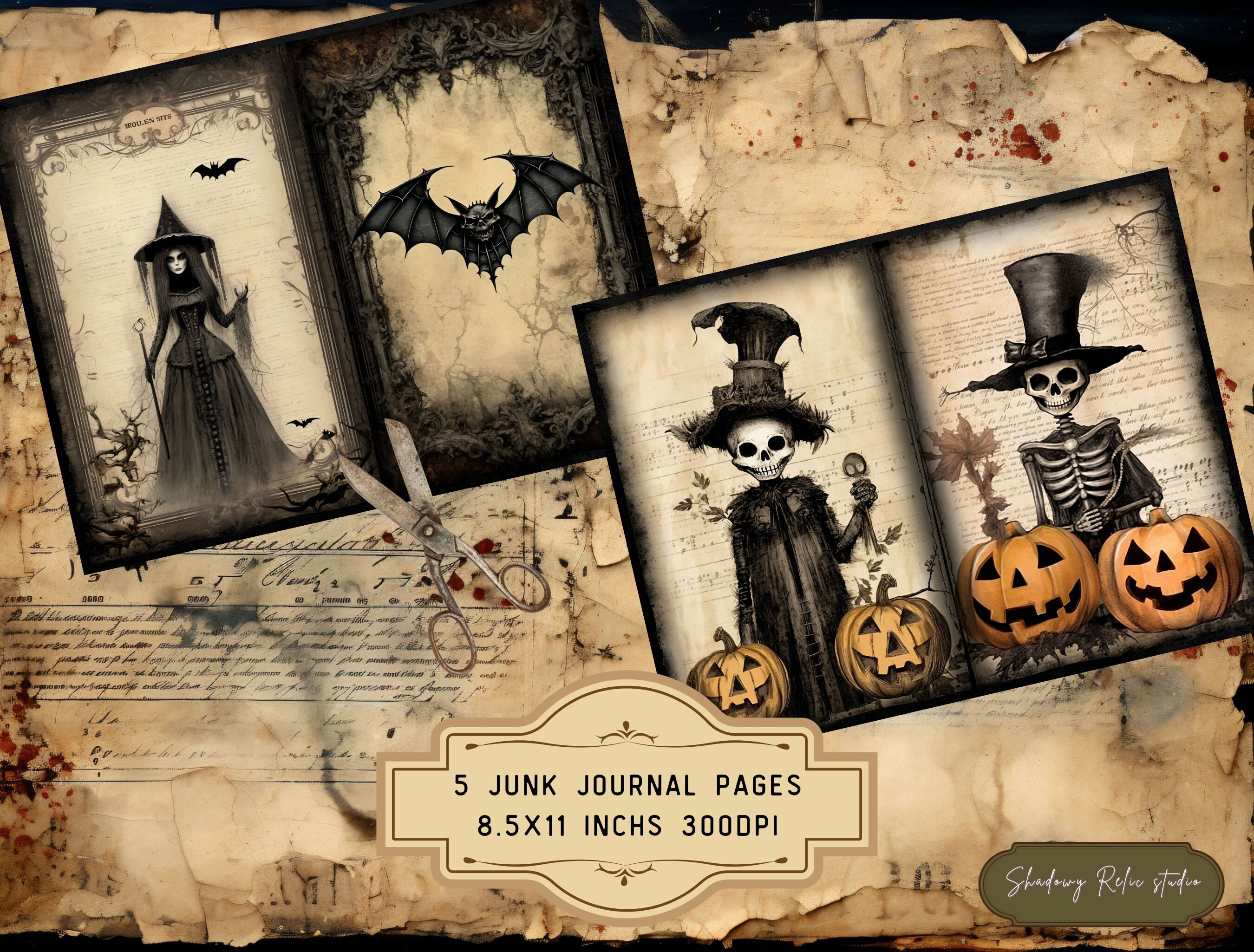 Halloween Gothic Junk Journal Printable Backgrounds Papers Gothic Junk ...