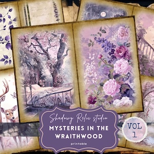 Wraithwood Garden Junk Journal Page Purple Dream Printable Kit Gothic Garden Junk Journal Kit Mysterious Romantic Victorian Garden Ephemera