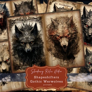 Gothic Werewolves Junk Journal Pages Gothic printable Pages collage sheets scrapbooking cards papers ephemera Fantasy werewolf Journal kits