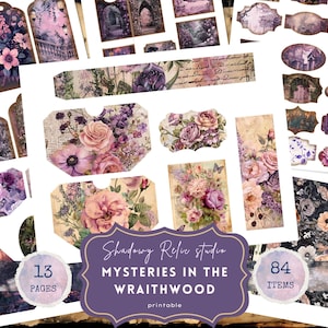 Wraithwood Garden Junk Journal Page Purple Dream Printable Kit Gothic Garden Junk Journal Kit Mysterious Romantic Victorian Garden Ephemera