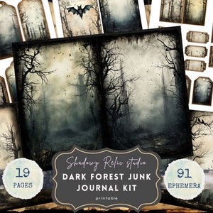 Dark Forest Junk Journal Kit Gothic collage sheets scrapbooking cards ephemera Gothic Forest Junk Journal BUNDLE Gothic Woodland journaling