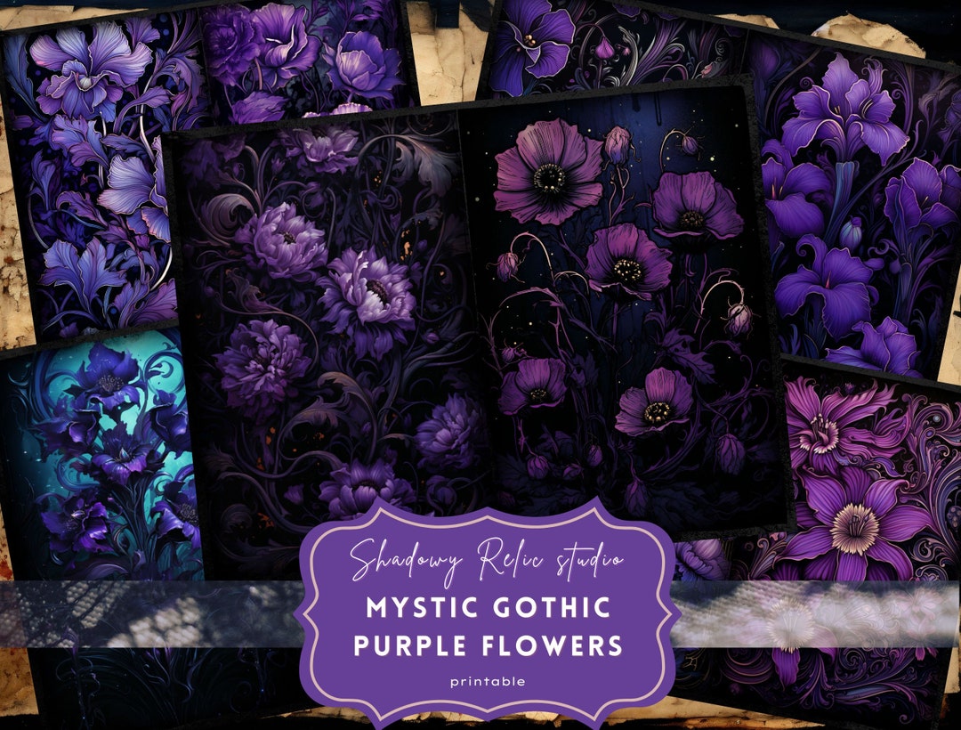 Gothic Purple Flower Junk Journal Pages Gothic Collage Sheets ...