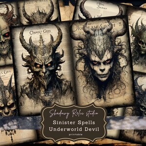 Underworld Devil Junk Journal Pages Páginas góticas imprimibles hojas de collage tarjetas de scrapbooking Papeles enigmáticos efímeros Kits de Junk Journal