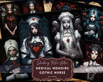 Gothic Nurse Junk Journal Pages Printable Backgrounds Papers Nurse Junk Journal Kit collage sheets scrapbooking cards nurse ephemera medical