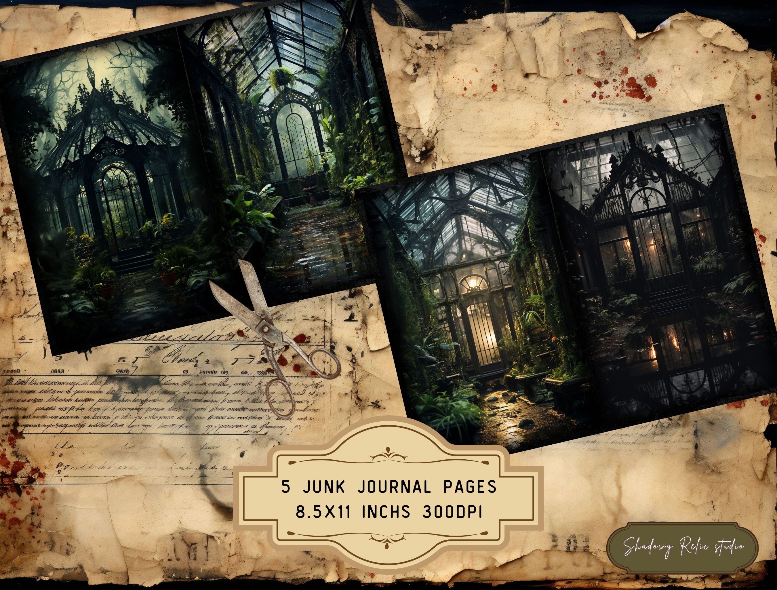 Gothic Greenhouse Junk Journal Pages Gothic Printable Pages Collage ...