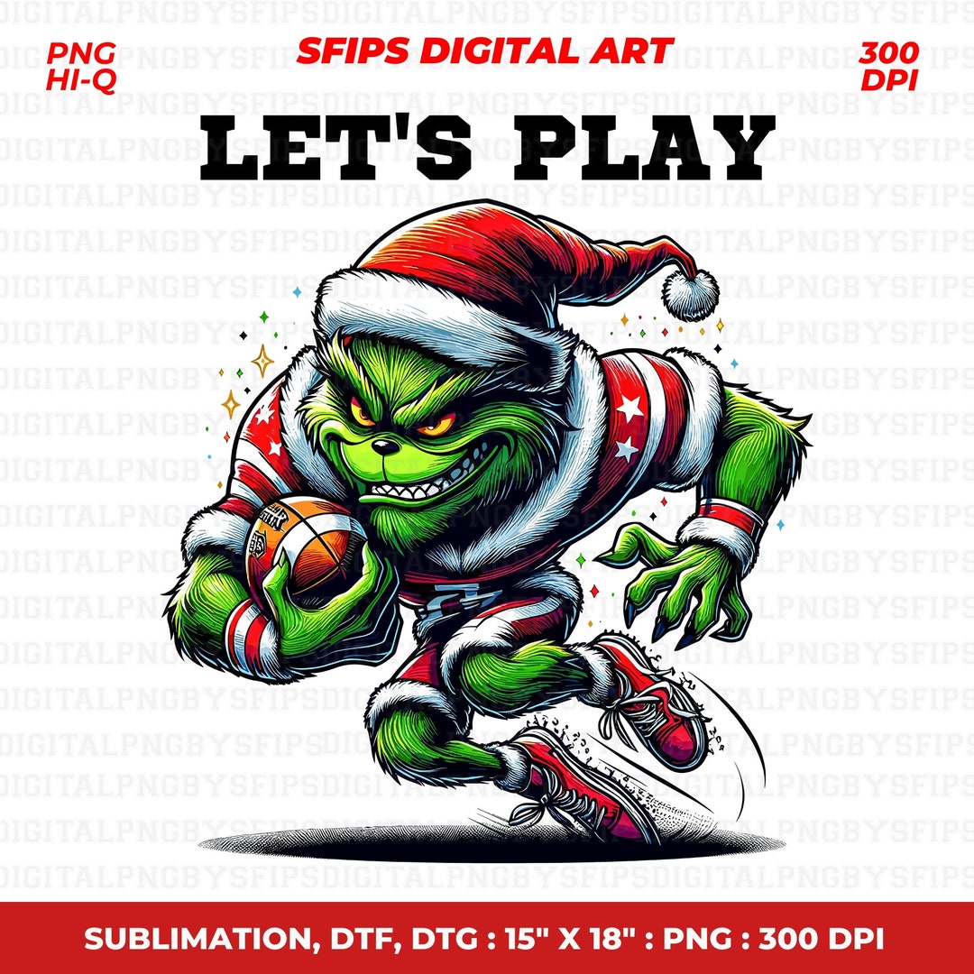 Grinch Football Png, Christmas Football Tshirt Design, Christmas