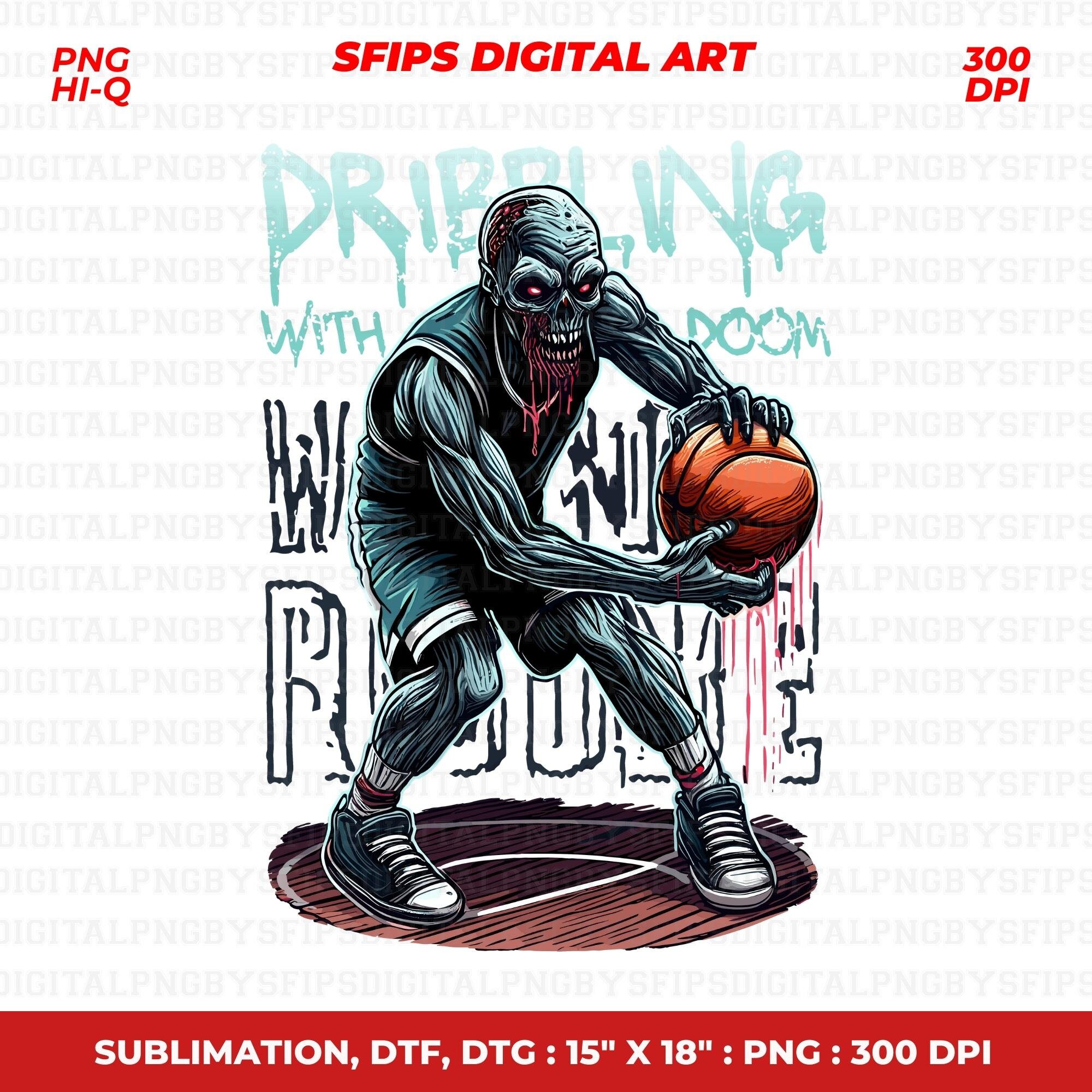 Zombie Basketball PNG Zombie Basketball Tshirt Design Etsy