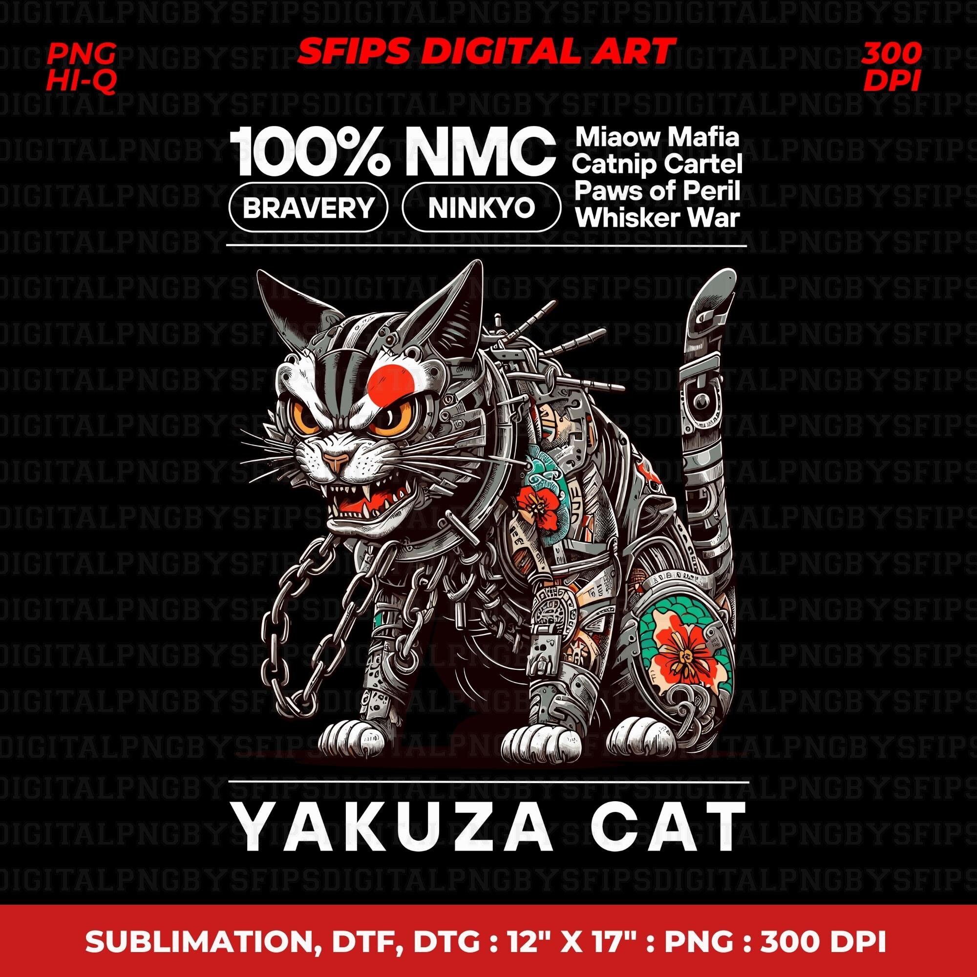 Yakuza Cat PNG, Yakuza Cat Tshirt Design, Miaow Mafia, Digital File PNG