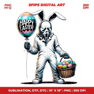 Horror Easter Png, Easter Killer Story Png, Happy Easter Png, Killer Character Movie Png, Horror Bunny Easter, Sublimation Designs, V.1