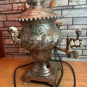 Large 17&quot; Antique Zanjani Silver Plate Samovar Hot Water Coffee Tea Urn Electric, Free Same Day Shipping