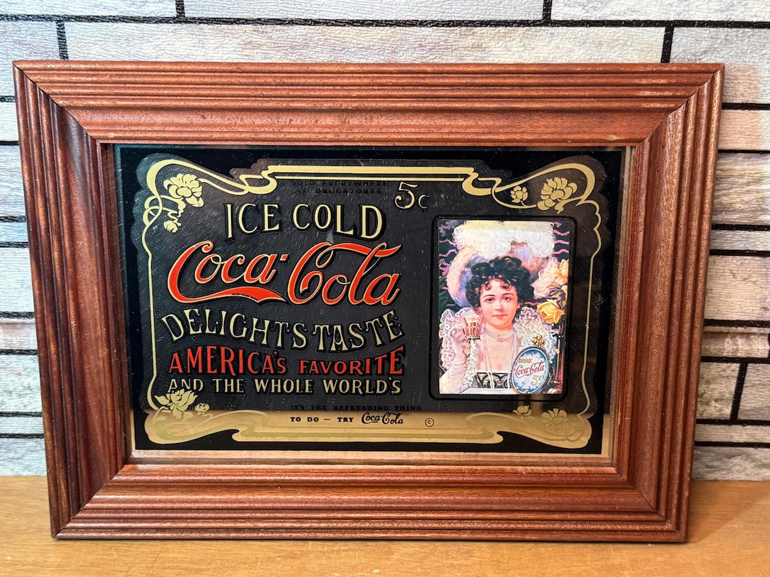 【希少•即日発送】Coca-Cola 広告看板 アンティーク ミラー ヴィンテージ 大型コカコーラ ミラー広告看板 美味しいアイスコールド
