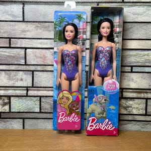 Mattel Barbie Water Play Raquelle 2x LOT Purple Swimsuit Black