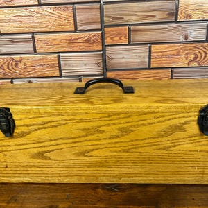 Vintage Oak Wooden Tool Box with Dual Internal Sections - Clean Condition!