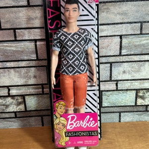 Barbie Fashionistas Ken Doll #115 Black & White Print Shirt, Free QuikShip