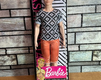 Barbie Fashionistas Ken Doll #115 Black & White Print Shirt, Free QuikShip