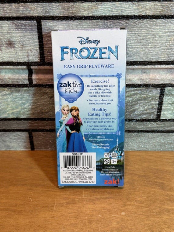 Disney Frozen, Easy Grip Flatware 1x Fork 1x Spoon, Blue, Elsa, Free  QuikShip