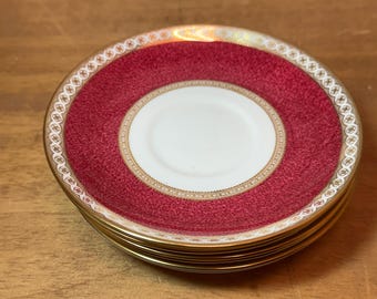 Wedgwood Ulander Powder Ruby Dinner Plates. Bone China England