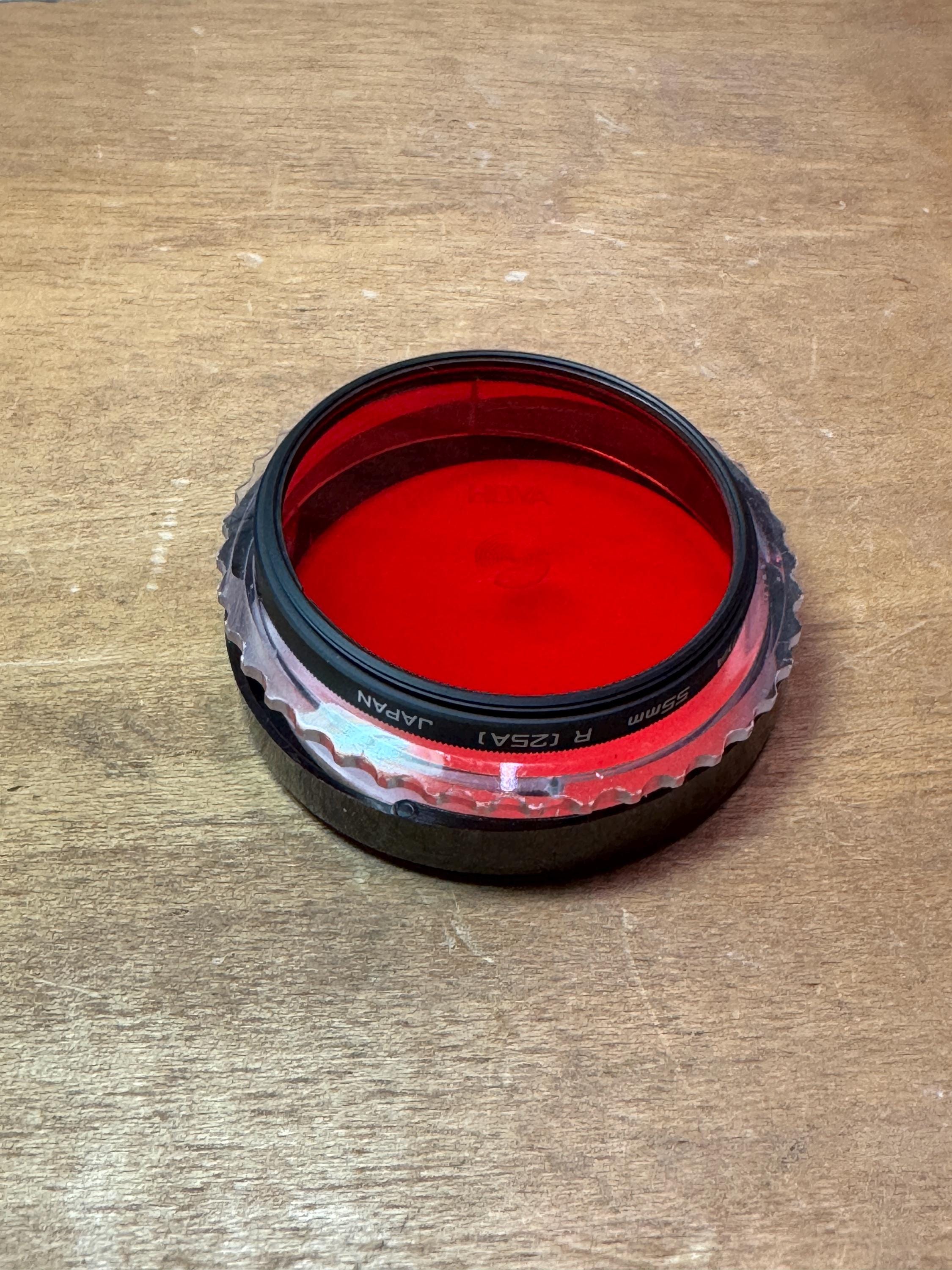 Vintage Hoya 55mm Red Filter (R25A) for SLR Camera (hard Plastic