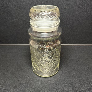 Planters Mr. Peanut, Diamond Pattern Clear Glass Jar w Lid, 1984, QuikShip