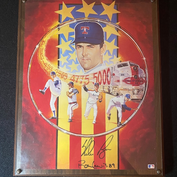 Nolan Ryan Texas Rangers, Officially Licensed MLB Autographed Photo Plaque