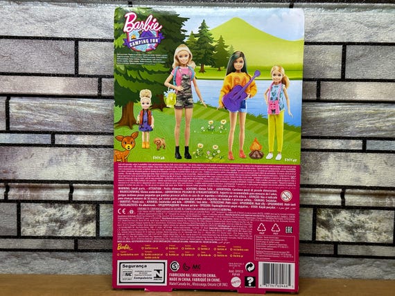 Barbie Camping Fun Set: Blonde Doll Stacie Doll Camo Outfit