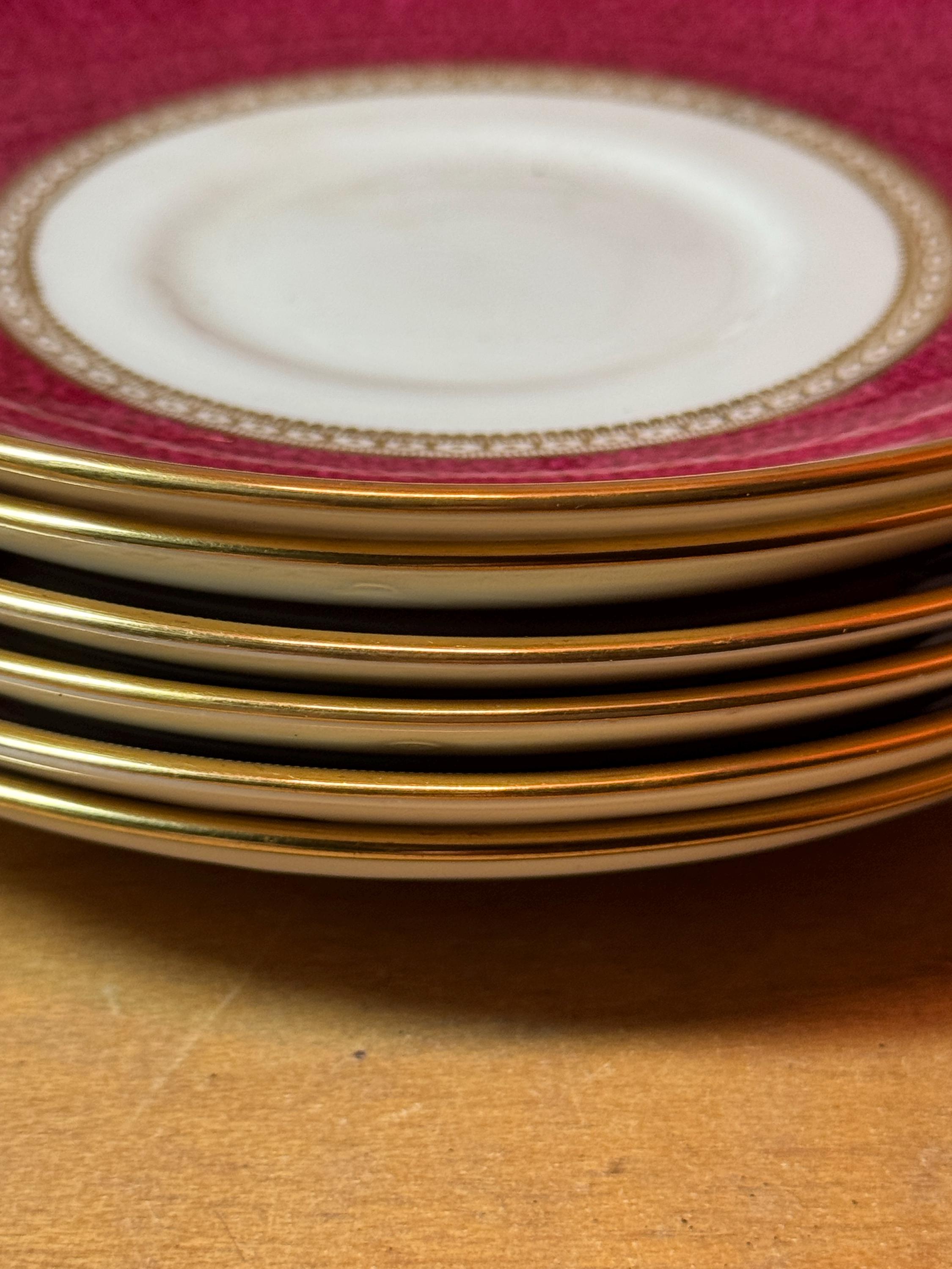 Wedgwood Ulander Powder Ruby Salad Plate: Gold Porcelain China