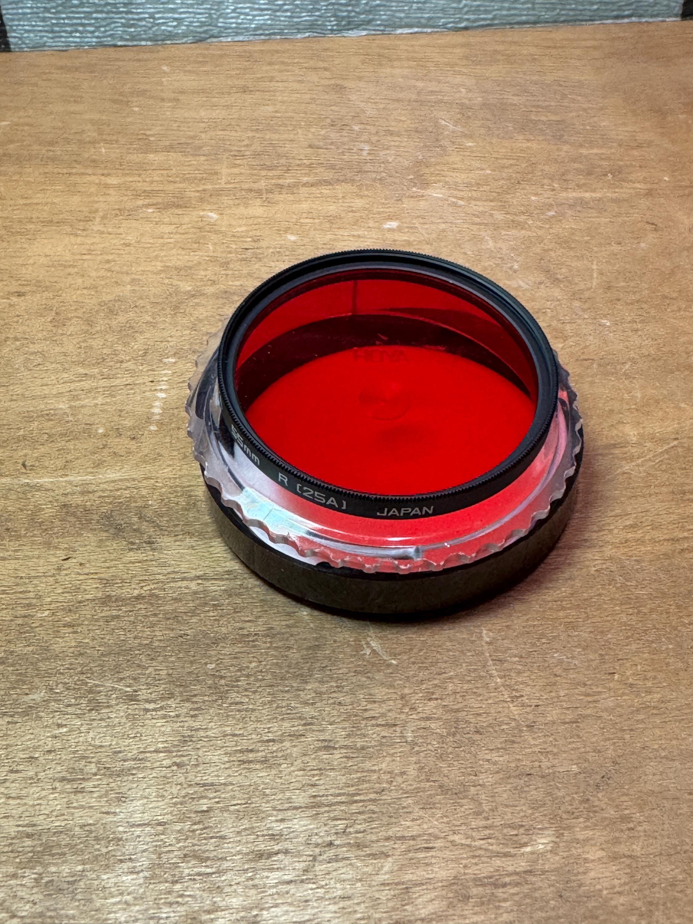 Vintage Hoya 55mm Red Filter (R25A) for SLR Camera (hard Plastic