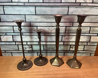 Solid Brass Candlestick Holders -Tall - 12"+ - Lot of 4