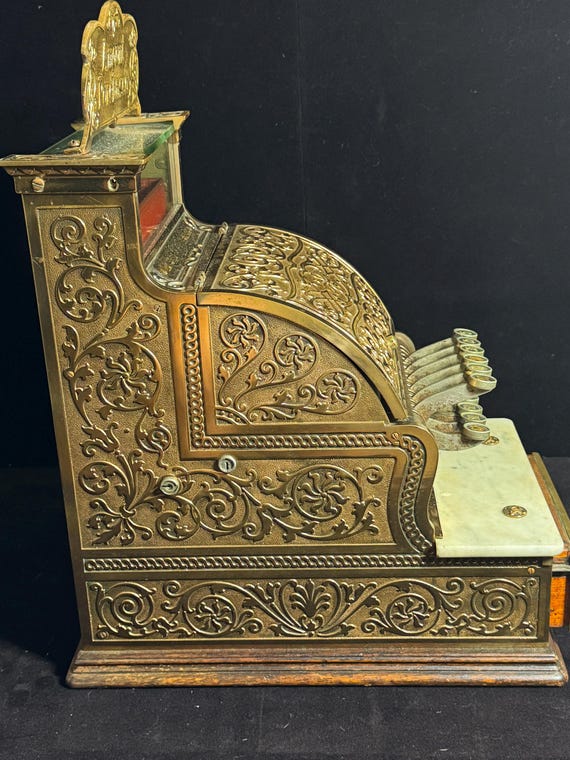 アメリカンアンティーク 真鍮製レジスターNationalCashRegister Antique National Cash Register Co, Brass and Marble Surface