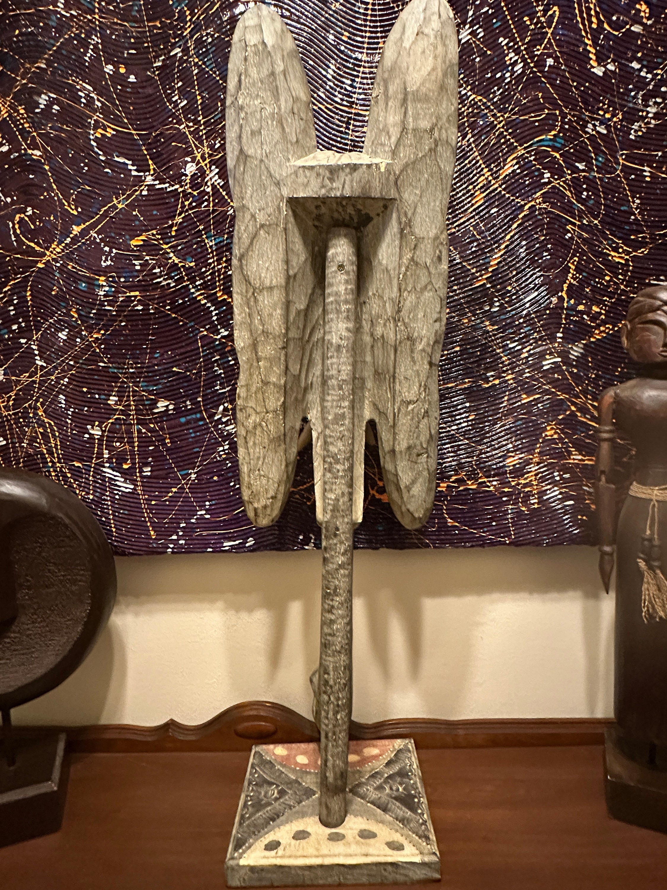 アフリカンアート 木製マスク 象の彫刻付き アフリカンアート 木製マスク 象の彫刻付き 【公式通販】