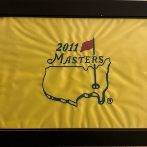 Framed The Masters Augusta Georgia Golf Club Pin Flag, A Major US Golf Event, Free Same Day Shipping