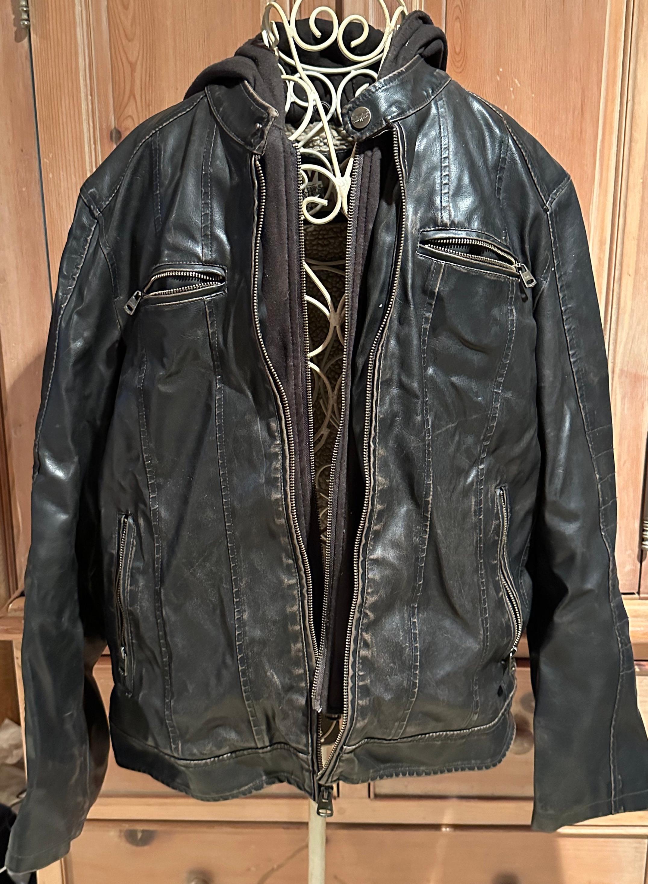 Vintage LEVIS Faux Leather With Hoodie Jacket, XL - Etsy