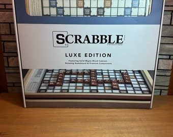 Scrabble Luxe Maple Edition Rotating Luxury Wooden Game Board, Same Day QuikShip